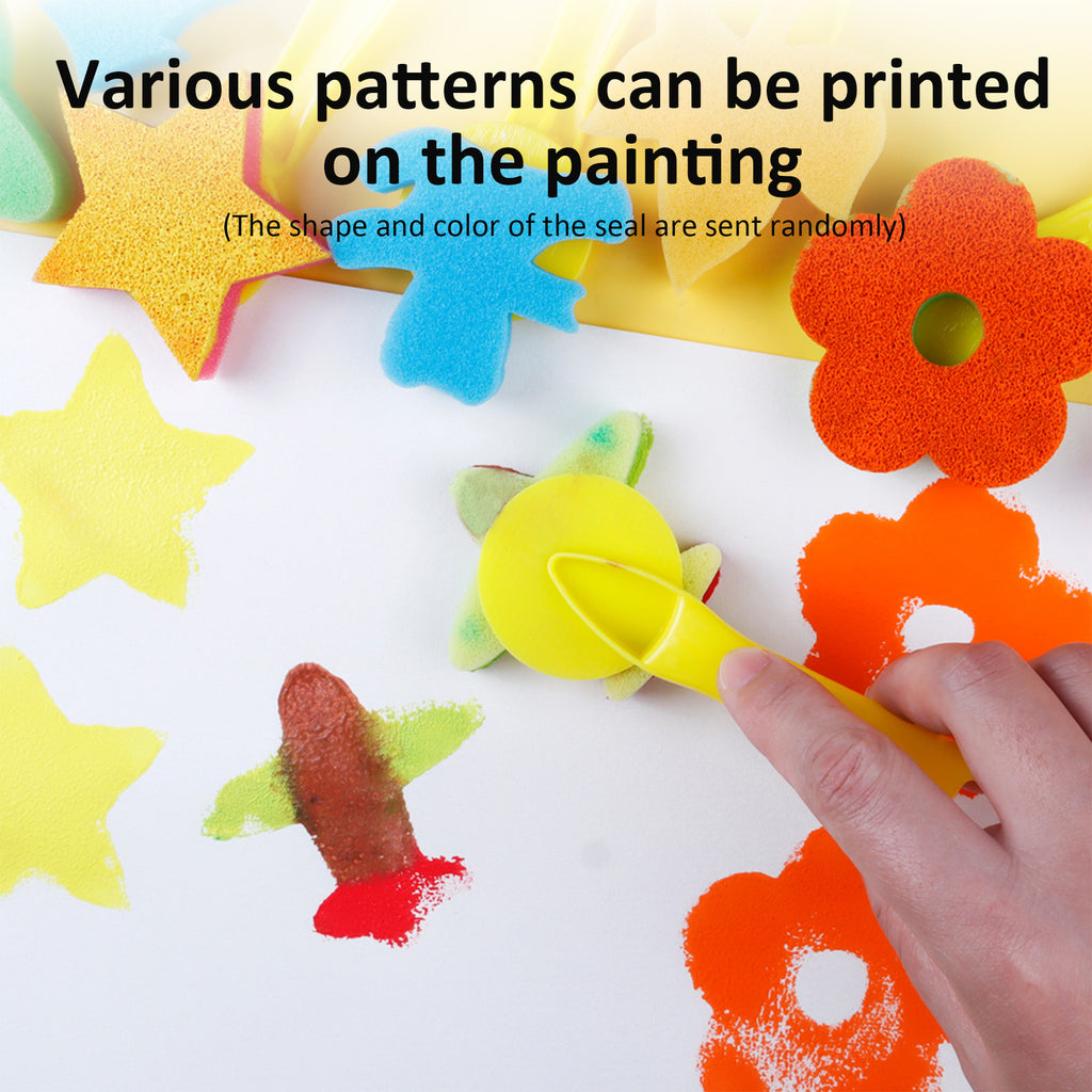 50PCs Kids Painting Sponge Brush Art Tools Set HEARTDECO