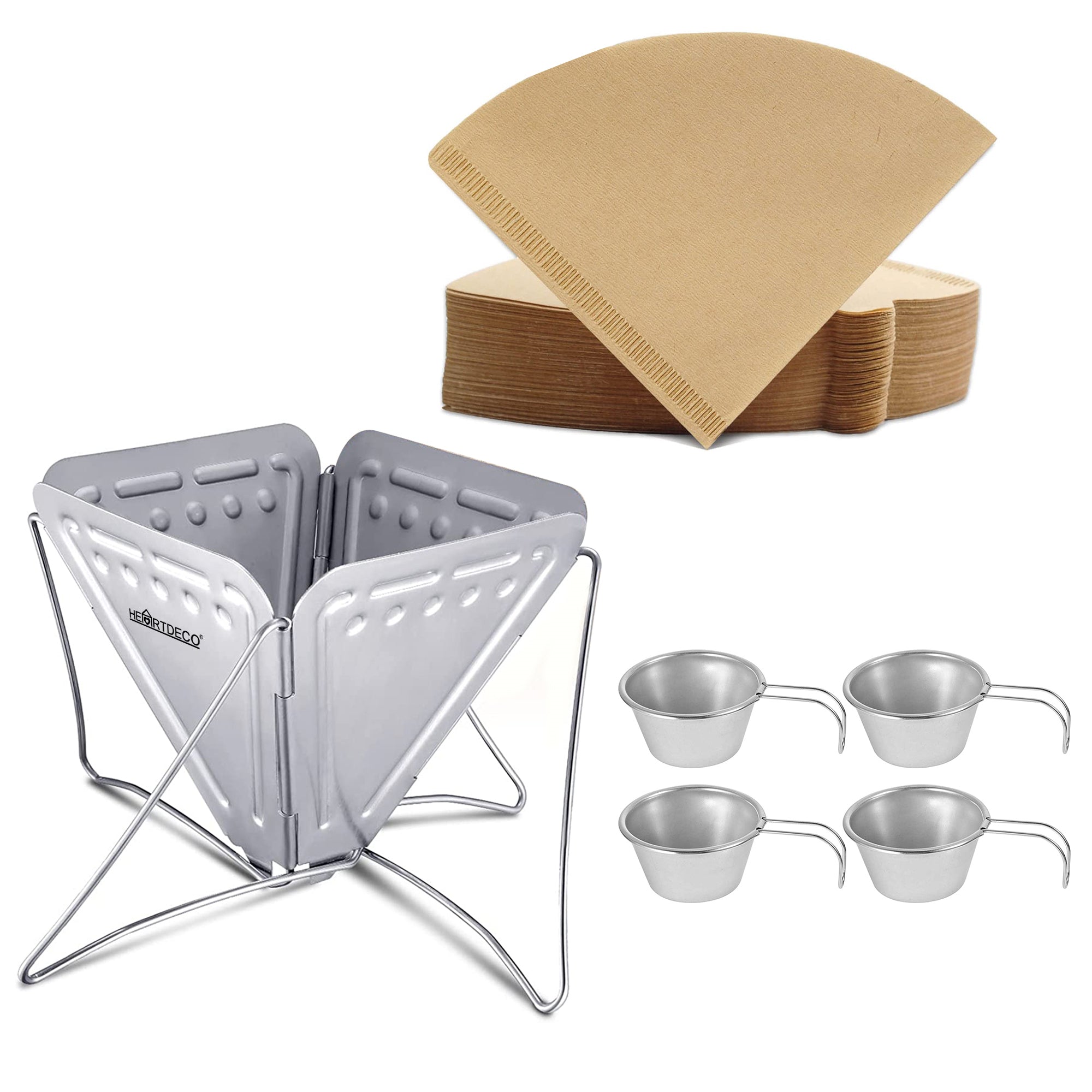 Camping Coffee Dripper Filter and Mini Cups Set HEARTDECO