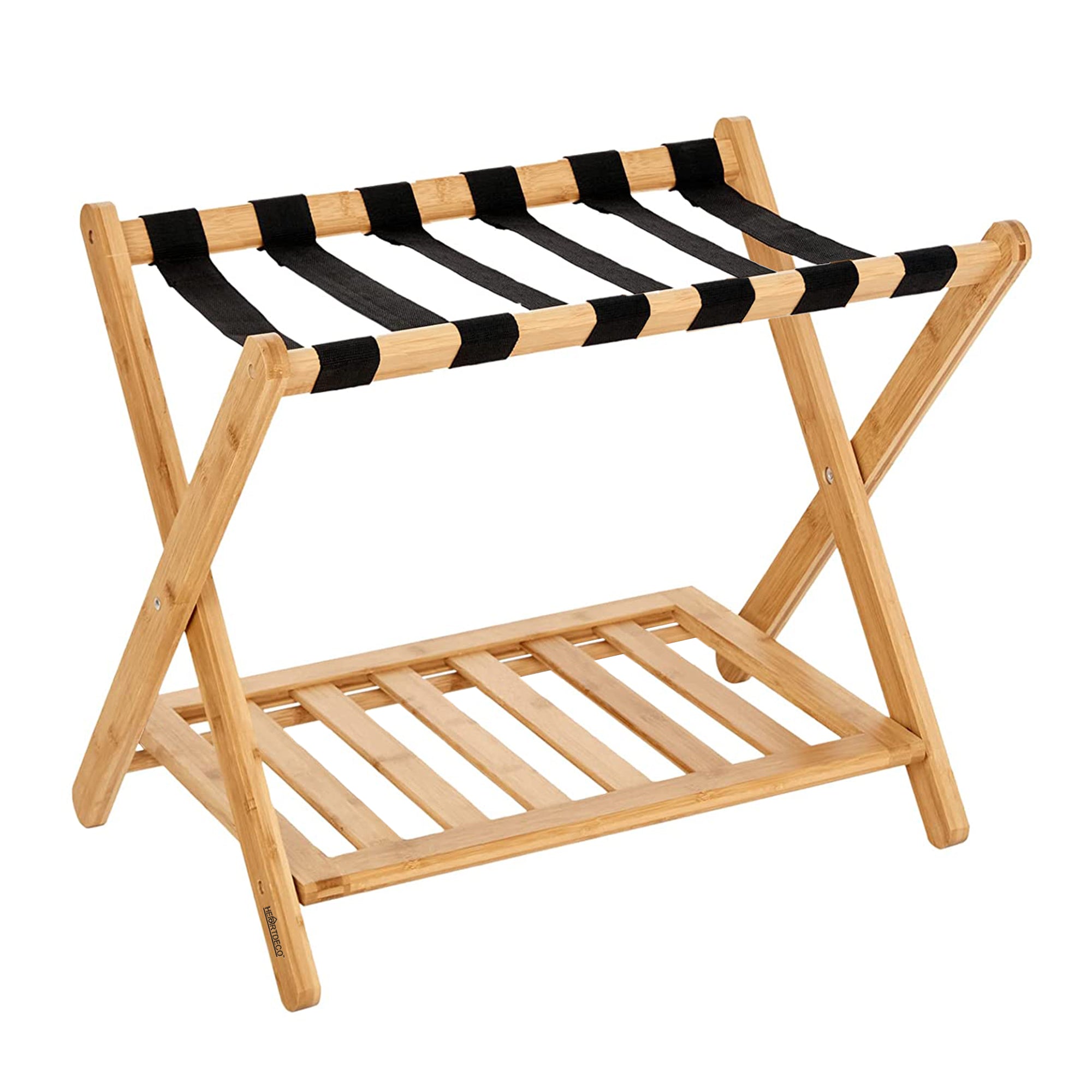 Bamboo Luggage Rack Suitcase Stand HEARTDECO