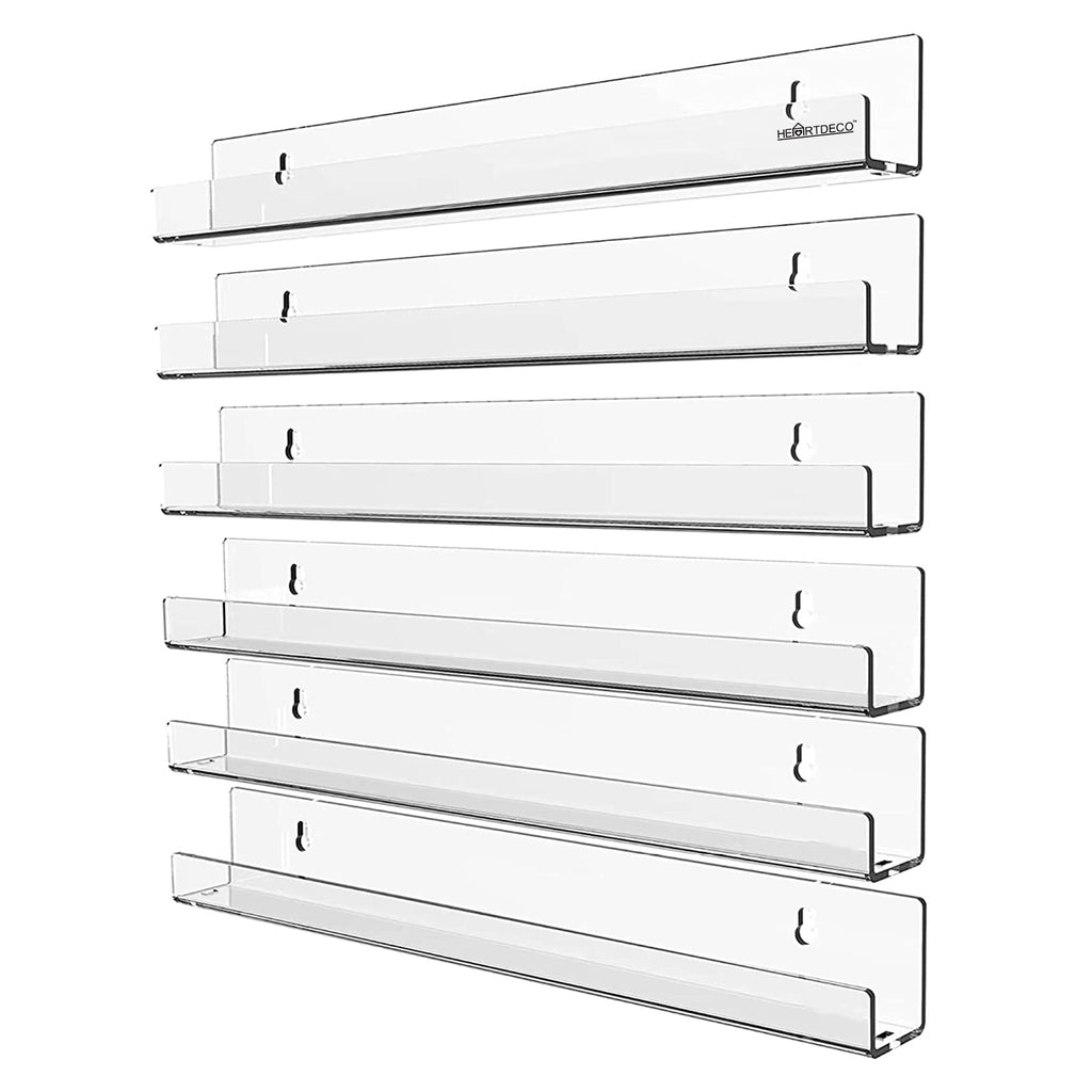 6 Pack Wall Mounted Clear Acrylic Display Shelf