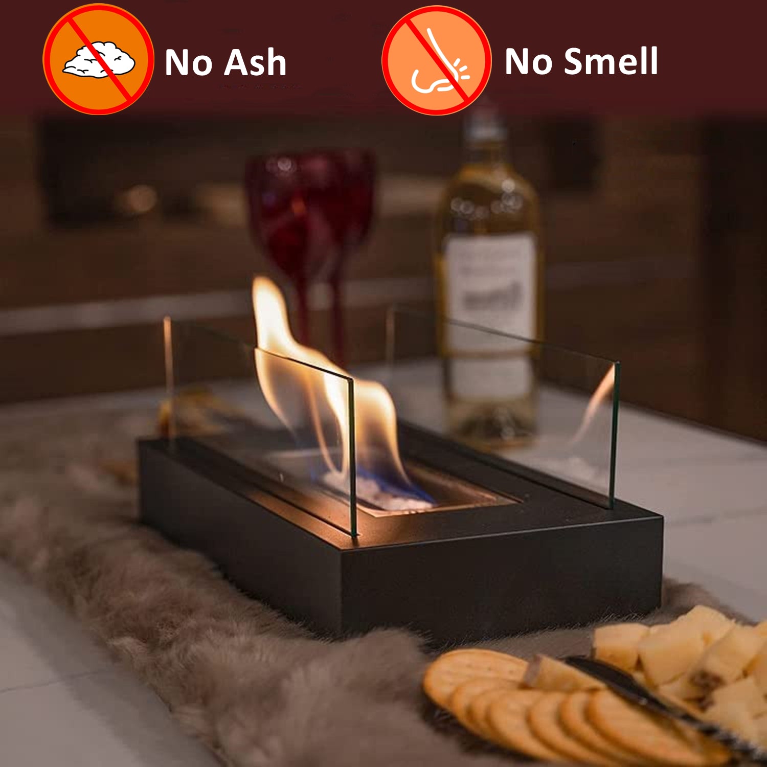 Bio Ethanol Tabletop Mini Fireplace Set HEARTDECO