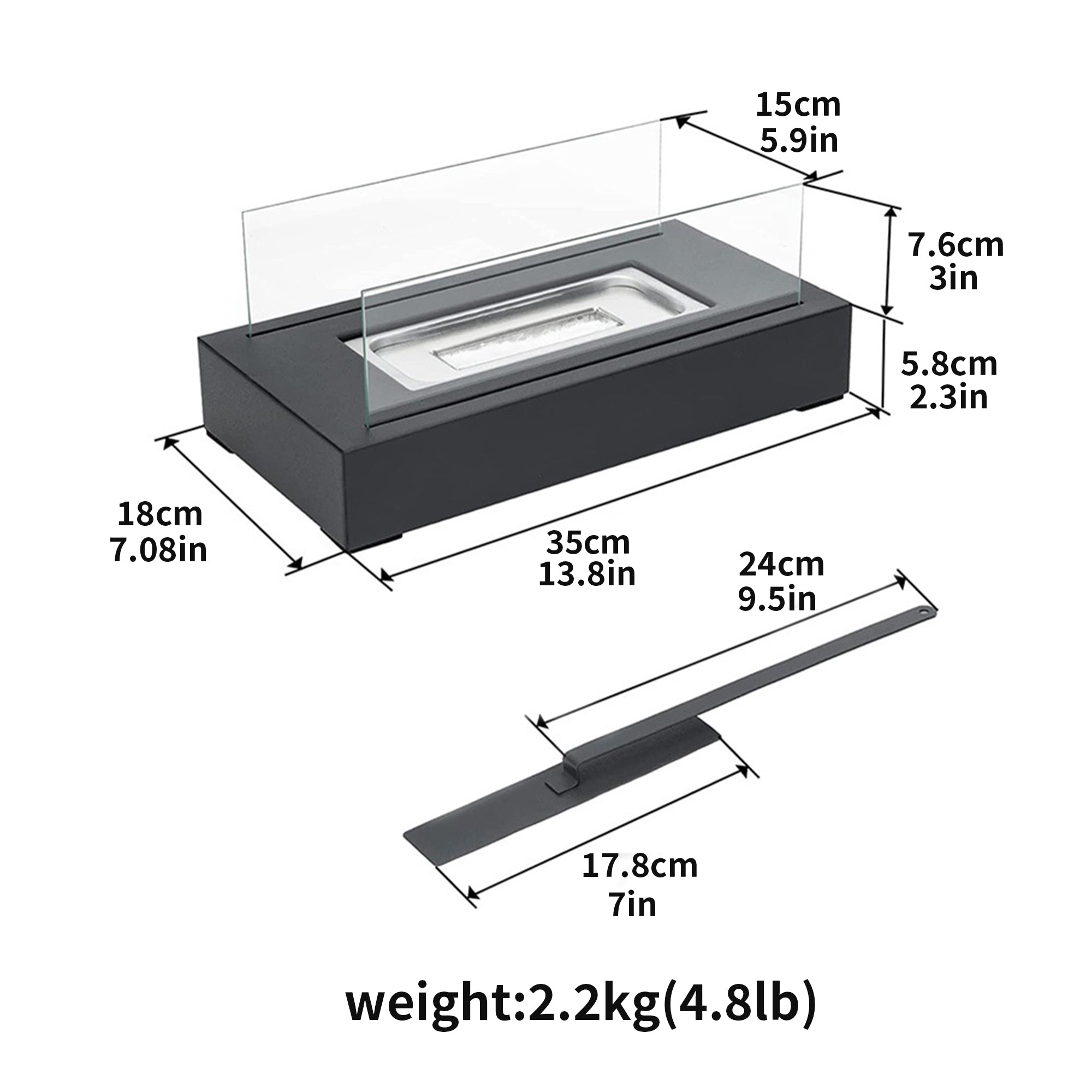 Bio Ethanol Tabletop Mini Fireplace Set HEARTDECO