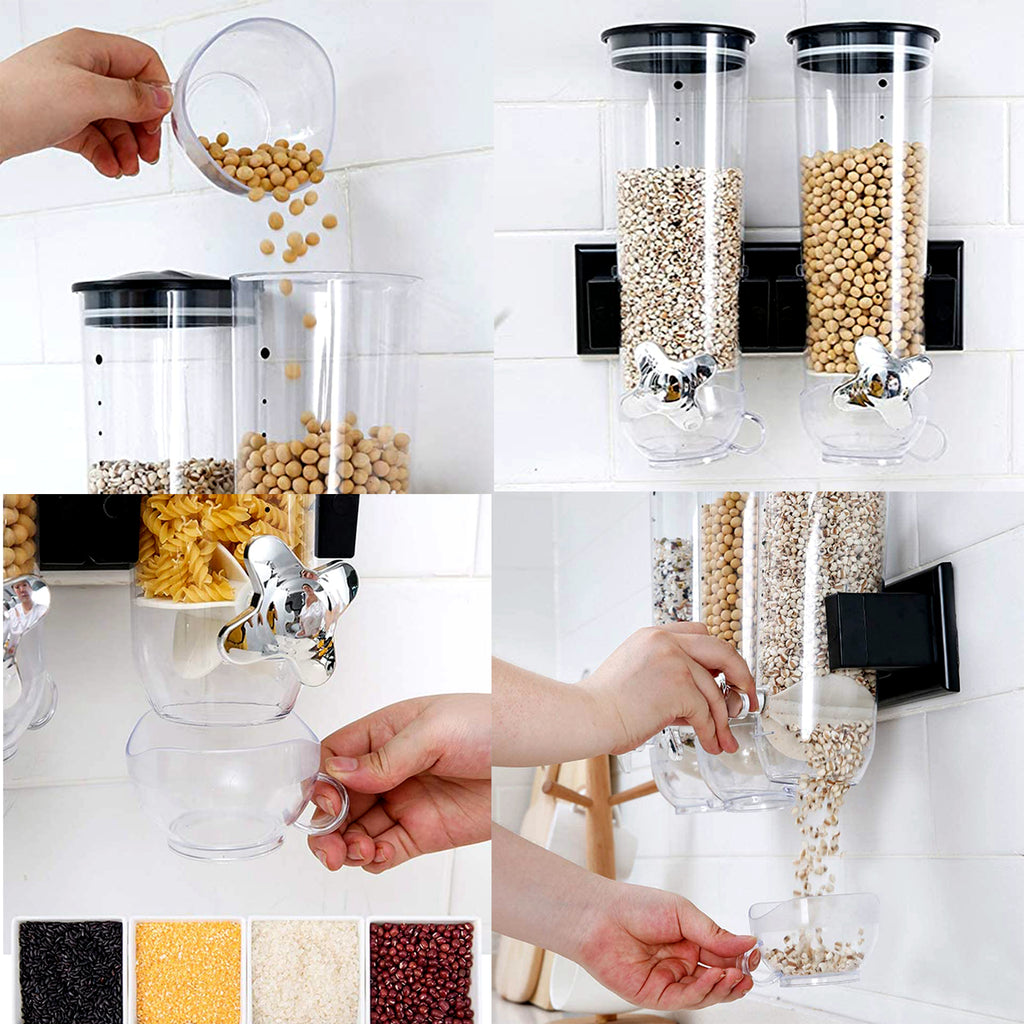 Double Dry Food and Cereal Dispenser with Portion Control