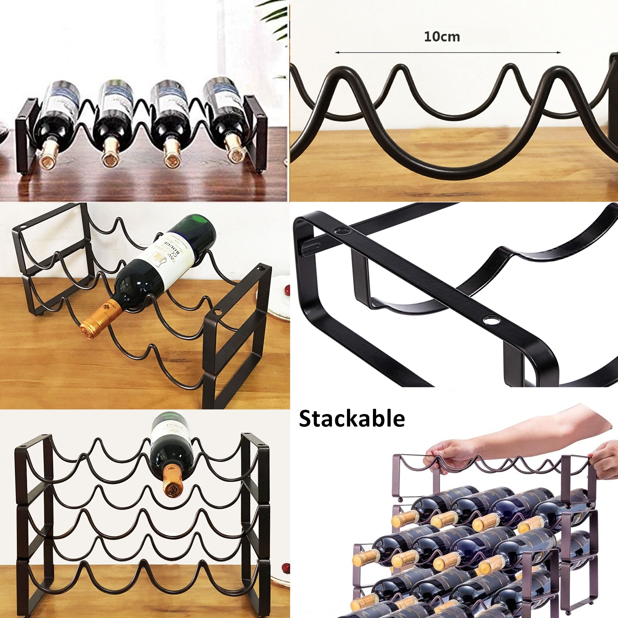 3-Tier Stackable Free Standing Wine Rack – HEARTDECO