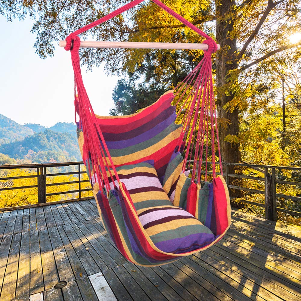 Hammock Hanging Rope Chair with 2 Pillows – HEARTDECO
