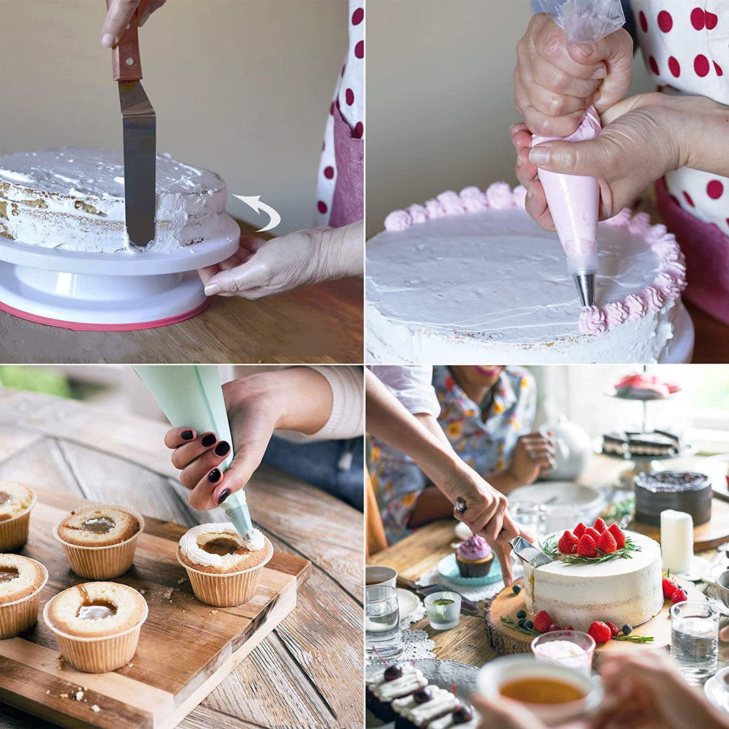 Set of 2 CakeDecor Stainless Steel Cake Decorating Supplies Cake Turntable  106PCS/Set DIY Cream Tools : Amazon.in: Home & Kitchen