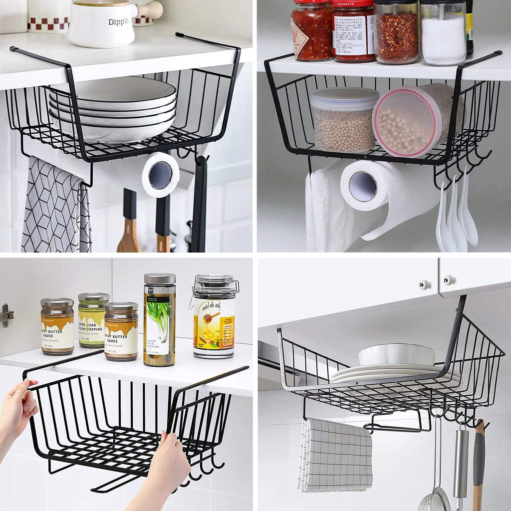 Wire basket deals under shelf