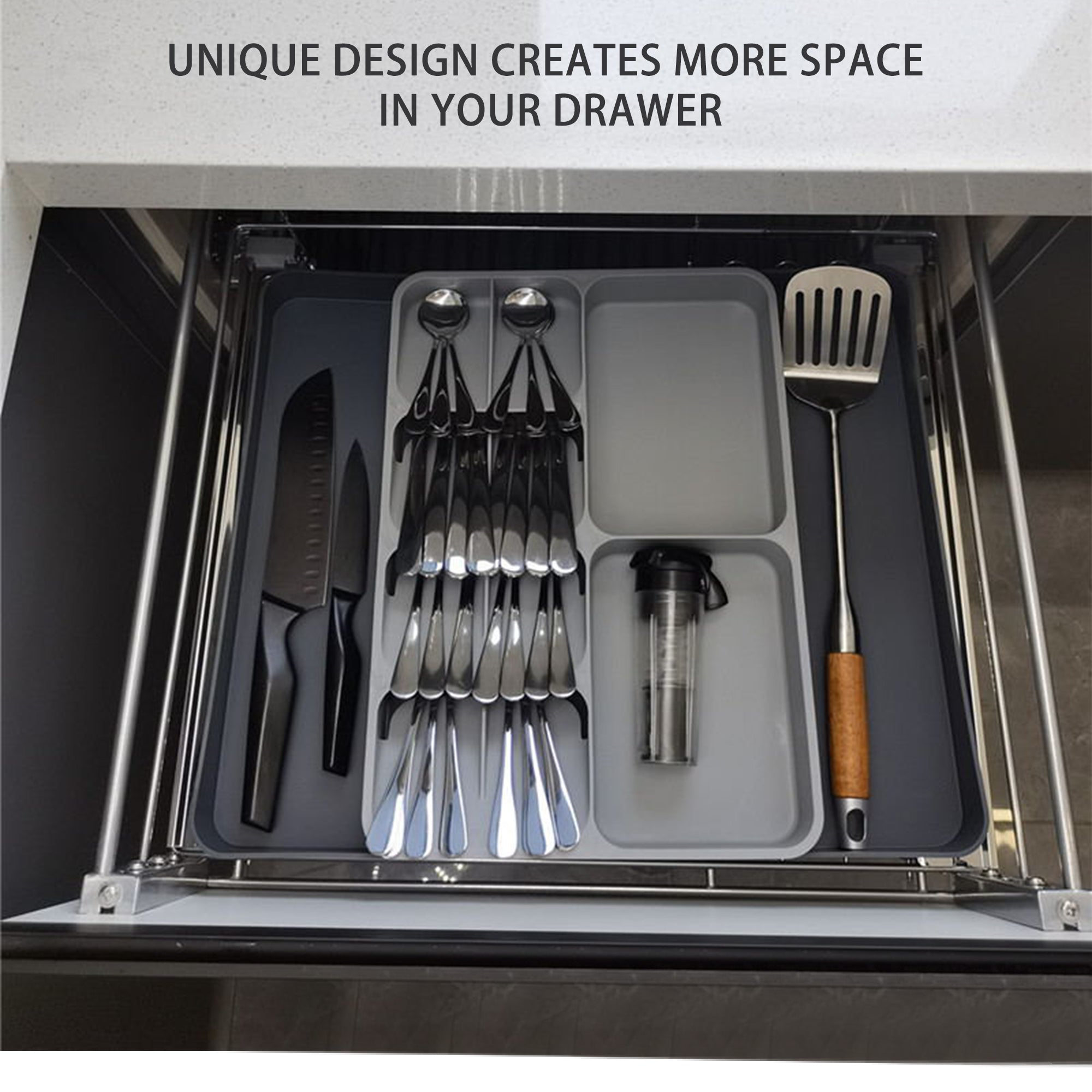 Expandable Kitchen Drawer Cutlery Organizer HEARTDECO