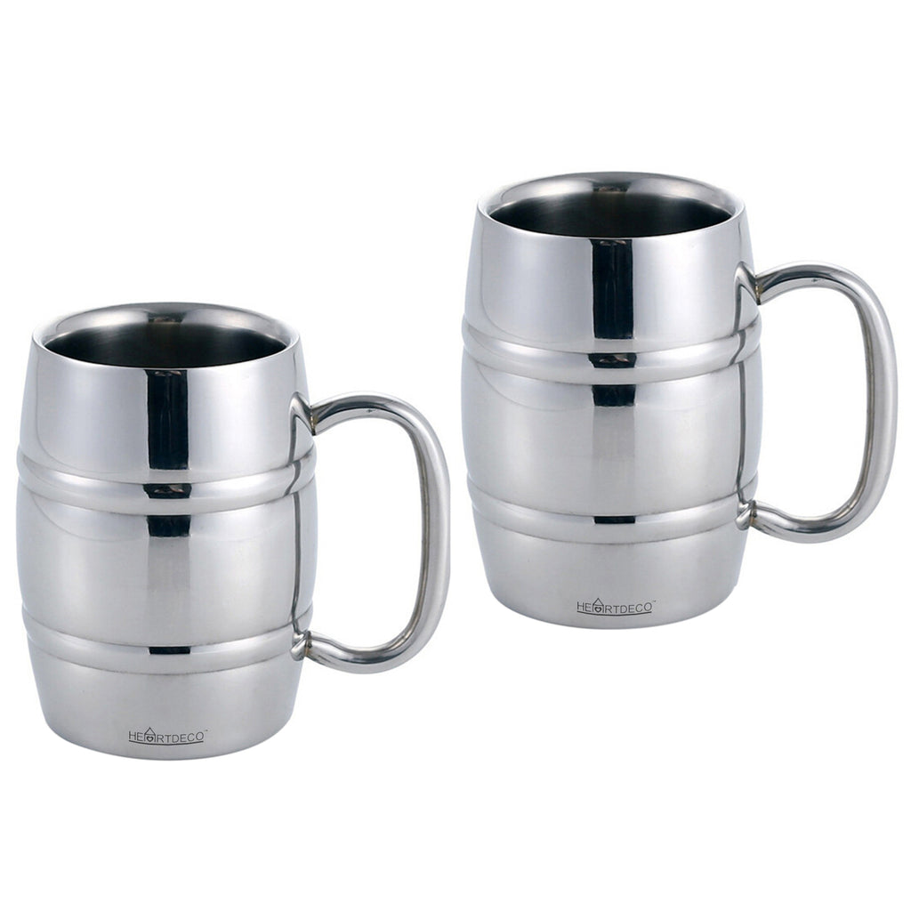 Double Wall Stainless Steel Beer Mug - 2Pcs Set