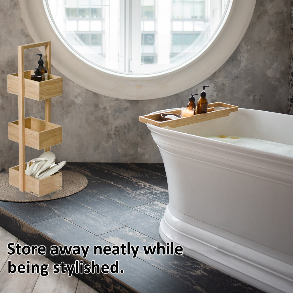 3 Tier Bamboo Storage Shelf Bathroom Caddy HEARTDECO