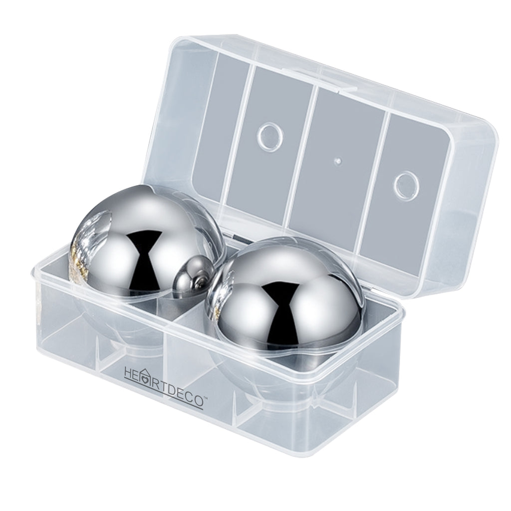 Stainless Steel Whiskey Chill Stone Ice Ball - Set of 2