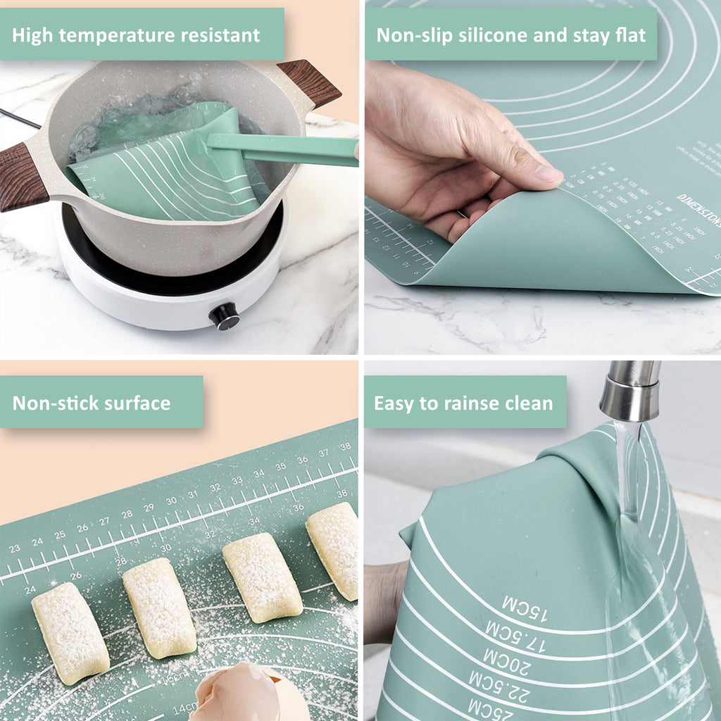 Silicone Kneading Mat Rolling Pin Baking Kit HEARTDECO