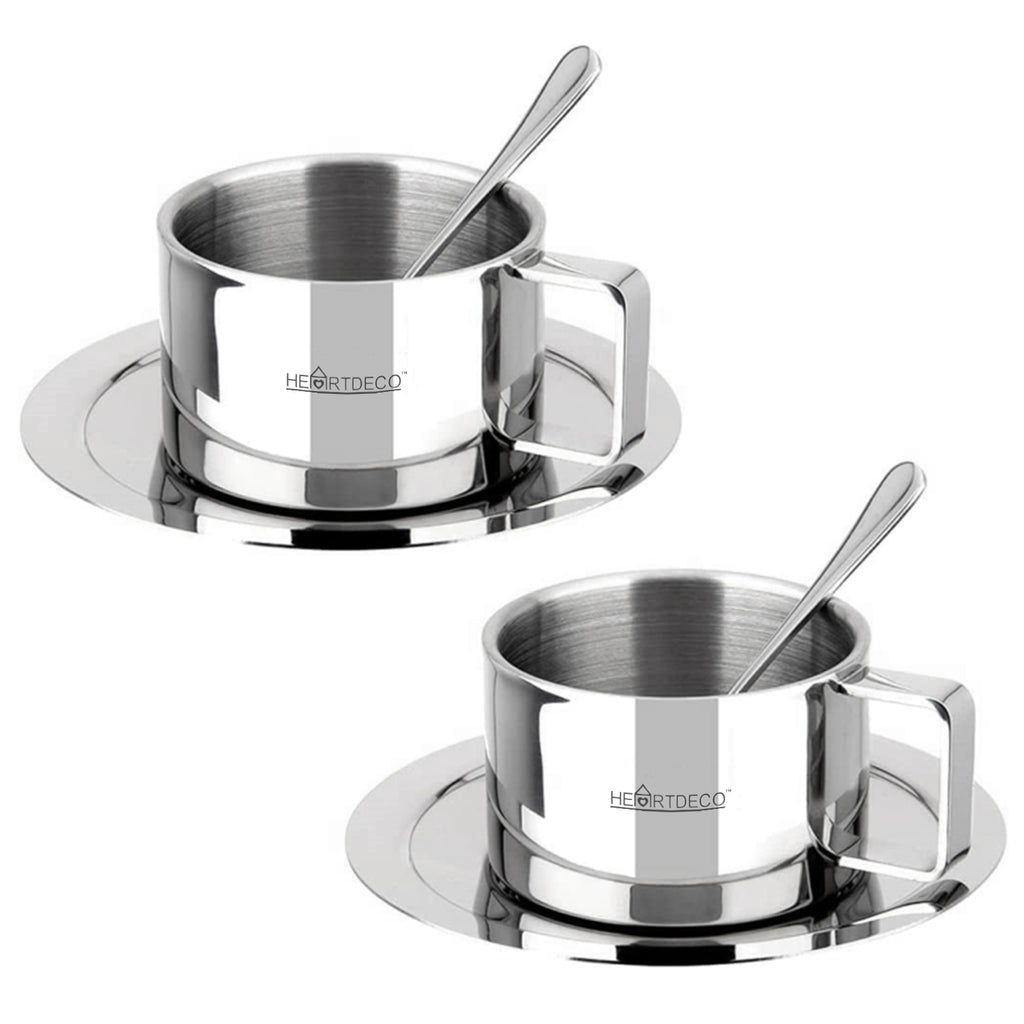 Pack of 2 Stainless Steel Double Wall Coffee Cup Set